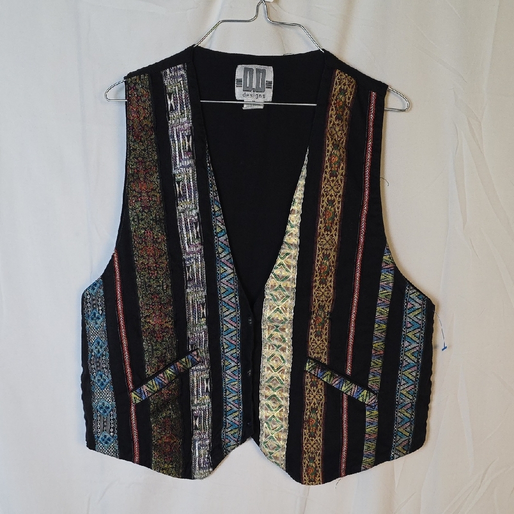 Vintage D.D Designs Colorful Patterned Vest with Back Tie